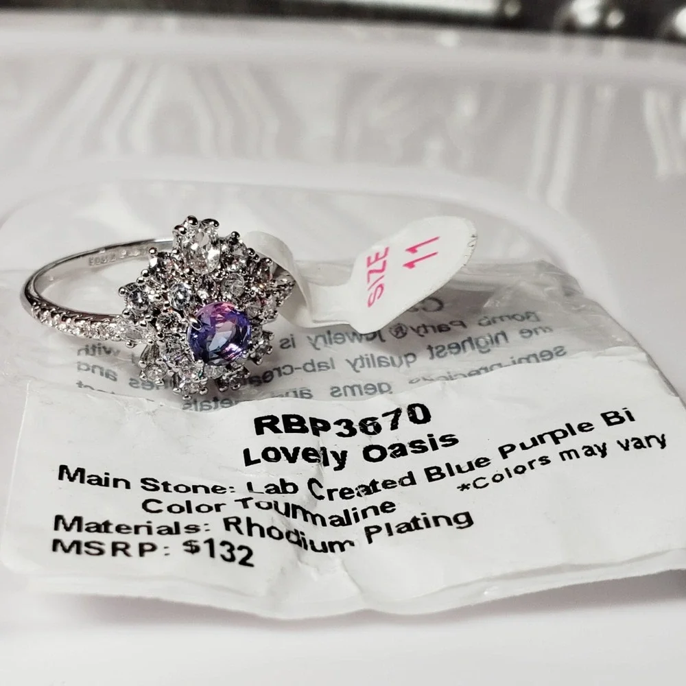 Bomb Party RBP3670 Size 11 Ring LOVELY OASIS Blue Purple Bi-Color Tourmaline NEW